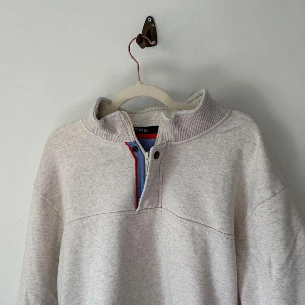 Orvis Mens Quarter Zip Sweatshirt Oatmeal Heather‎ Fly Fishing Logo 2XL